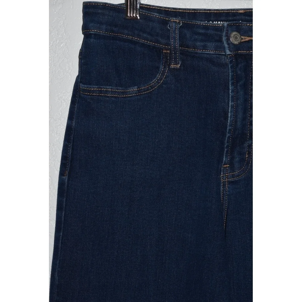 Old Navy Women 4 Loose‎ Jeans Long Wide Leg High Rise Blue Denim Cotton Stretch
